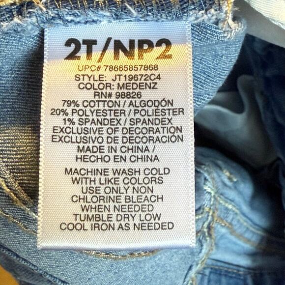 Jordache Toddler Girl 2T Denim Shortalls Lace Floral Trim Adjustable Straps - Picture 6 of 10